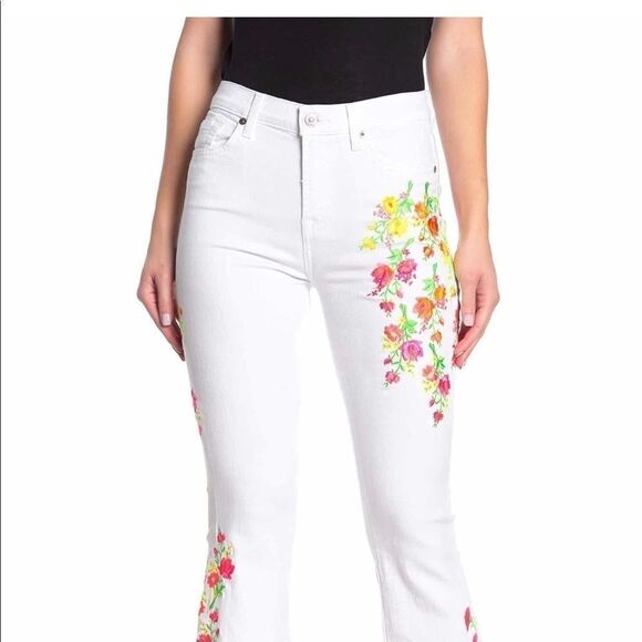 7 for all mankind White Embroidered Jeans - Picture 1 of 5